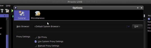 Praxis Options dialog fixed